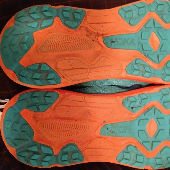 Hoka Us 12 Wide Mens Vibrant Blue and Orange Sneakers - Picture 7 of 9